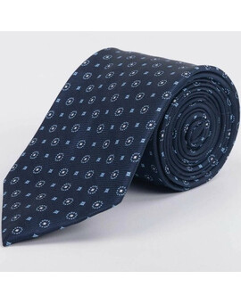 Прокат синего галстука с голубым узором для мужского костюма, изображение 1