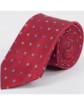 Аренда галстука красного цвета с фактурным разноцветным узором для мужских костюмов, изображение 1