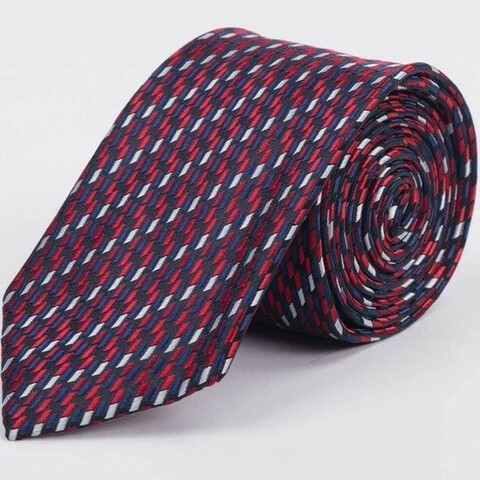 Аренда галстука бордового цвета с разноцветным узором для мужских костюмов