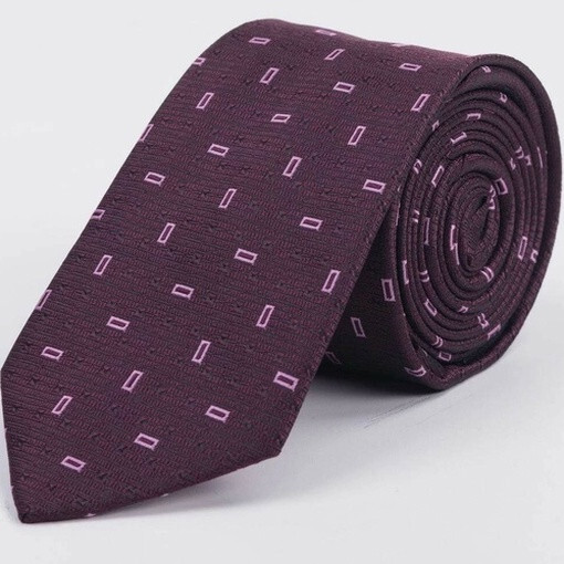 Прокат галстука бордового цвета с прямоугольным узором для мужских костюмов