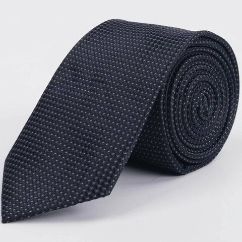 Черный галстук напрокат с мелким белым точечным узором для мужских костюмов