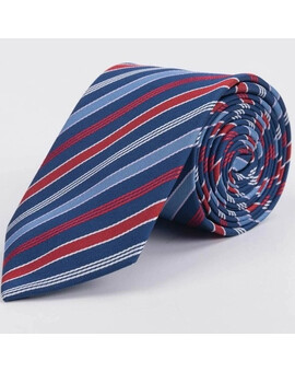 Синий галстук напрокат с выделенными разноцветными полосами для мужских костюмов, изображение 1