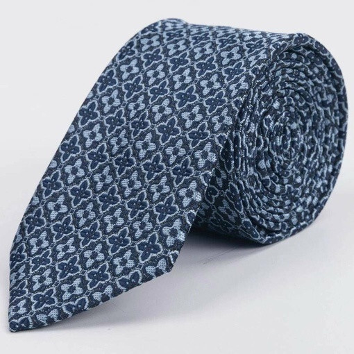 Галстук напрокат голубого цвета с фактурным чередующемся узором для мужских костюмов