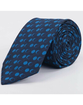 Галстук напрокат синего цвета с двухцветным узором овальной формы для мужских костюмов, изображение 1