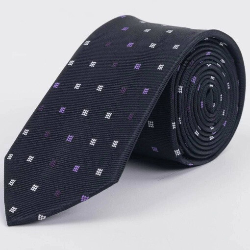 Галстук напрокат черного цвета с разноцветным узором квадратной формы для мужских костюмов