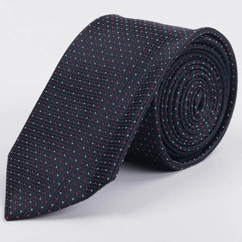 Галстук напрокат черного цвета с красно-белым точечным узором для мужских костюмов