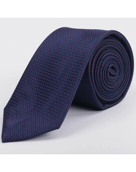 Аренда темно-синего галстука с упорядоченным точечным узором красного цвета для мужских костюмов, изображение 1