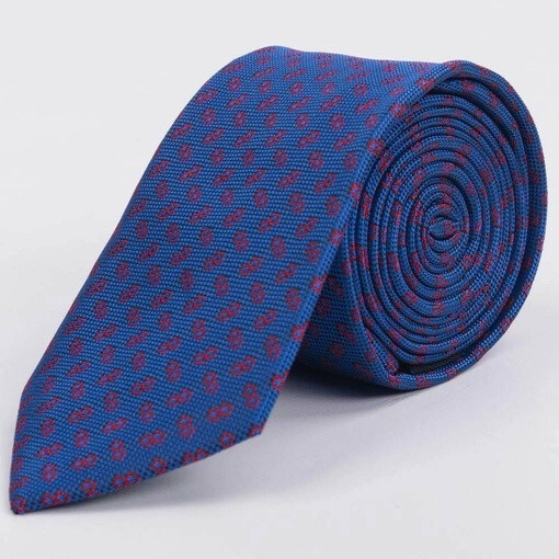 Аренда синего галстука с красным структурированным узором для мужского костюма