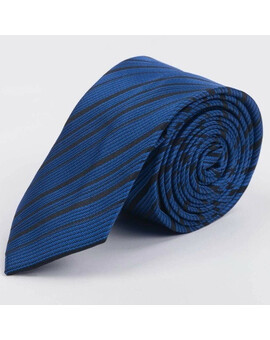 Аренда синего галстука в черную неупорядоченную полоску для мужских костюмов, изображение 1