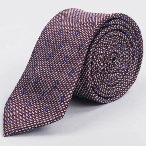 Арендовать бордовый галстук с фиолетовым узором для мужского костюма
