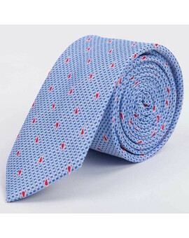Арендовать голубой галстук с красным узором для мужских костюмов, изображение 1