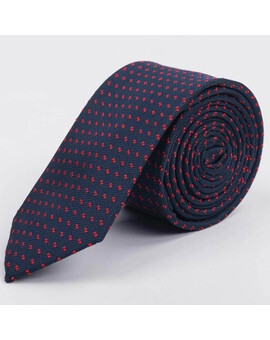 Арендовать галстук синего цвета с красным узором для мужского костюма, изображение 1