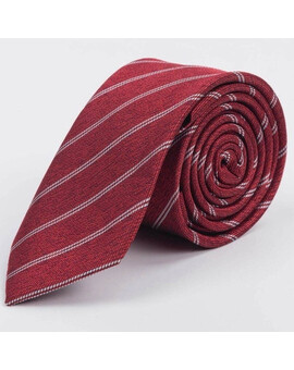 Арендовать бордовый галстук в белую двойную полоску для мужских костюмов, изображение 1