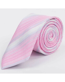 Арендовать галстук розового цвета в белую мульти полоску для мужских костюмов, изображение 1