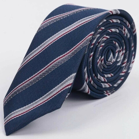 Аренда синего галстука в разноцветную полосу для мужских костюмов