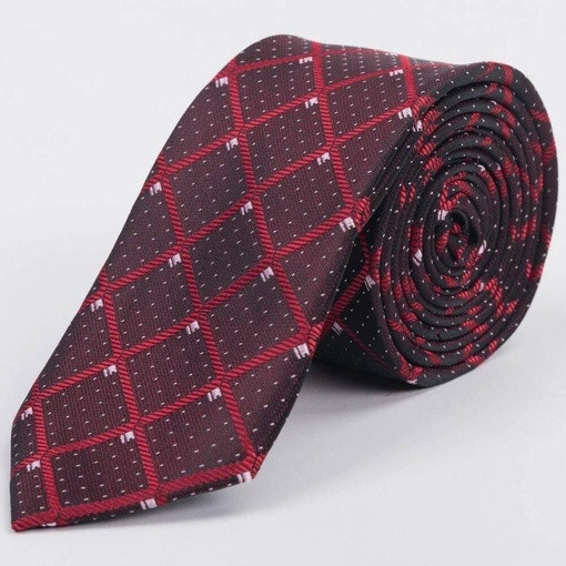 Аренда бордового галстука в крупную клетку с белым узором мульти для мужских костюмов