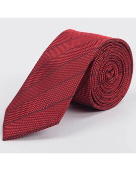 Прокат красного галстука в фактурные полосы с текстурой мульти для мужского костюма, изображение 1