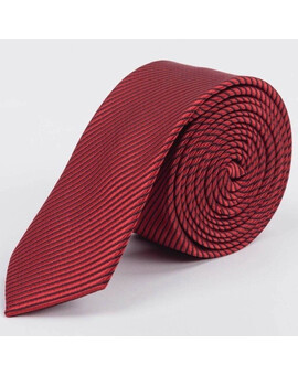 Аренда узкого галстука бордового цвета в полоску для мужских костюмов, изображение 1