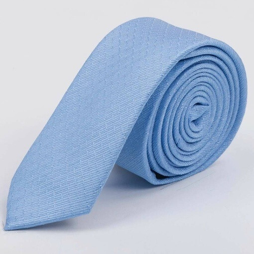 Прокат узкого галстука голубого цвета с узором для мужского костюма