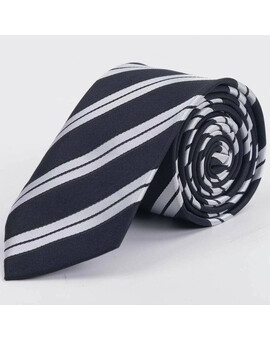 Арендовать черный галстук в широкую двойную белую полосу для мужского костюма, изображение 1