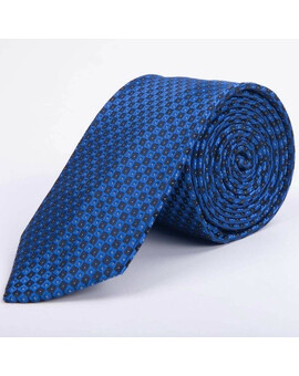 Арендовать ярко-синий галстук с мелким шахматным узором для мужского костюма, изображение 1