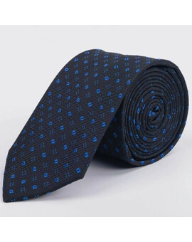 Прокат галстука черного цвета с синим ромбовидным узором для мужских костюмов, изображение 1