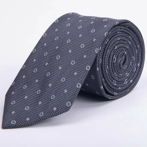 Арендовать серый текстурированный галстук с мелким кольцевым узором для мужского костюма