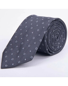 Арендовать серый текстурированный галстук с мелким кольцевым узором для мужского костюма, изображение 1