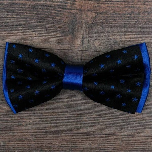 Аренда бабочки синего цвета с узором звезд для мужских костюмов