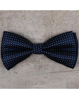 Аренда бабочки синего цвета с мелким бежевым узором для мужских костюмов, изображение 1