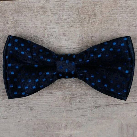 Прокат черной бабочки с узором синего цвета для мужского костюма