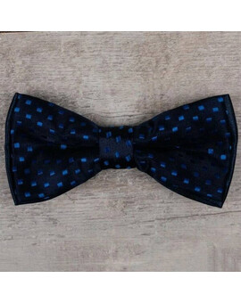 Прокат черной бабочки с узором синего цвета для мужского костюма, изображение 1