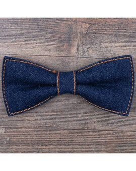 Аренда бабочки темно-синего цвета с оранжевой строчкой для мужских костюмов, изображение 1