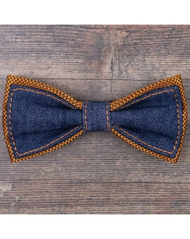 Аренда джинсовой бабочки с оранжевыми вставками для мужских костюмов, изображение 1