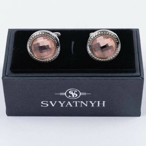 Аренда запонок круглой формы с оранжевыми вставками для мужских костюмов