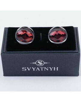 Аренда запонок с красной вставкой овальной формы для мужских костюмов, изображение 1
