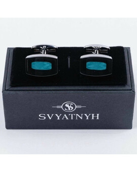 Аренда запонок с зелено-голубой вставкой для мужских костюмов, изображение 1