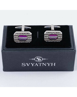 Арендовать запонки с пурпурно-розовой вставкой для мужских костюмов, изображение 1