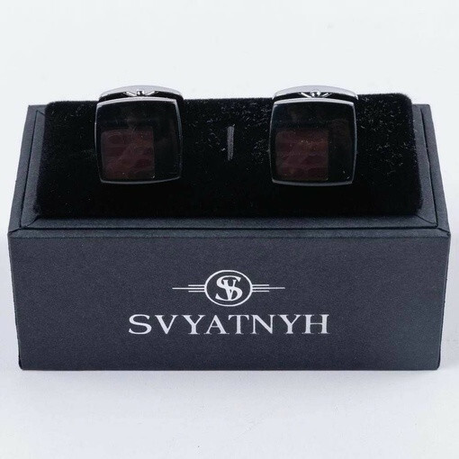 Аренда запонок с вставкой черного цвета для мужских костюмов