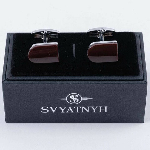 Аренда запонок с коричневой вставкой для мужских костюмов