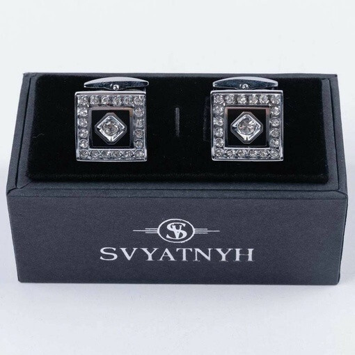 Аренда запонок с черной вставкой и украшениями для мужских костюмов