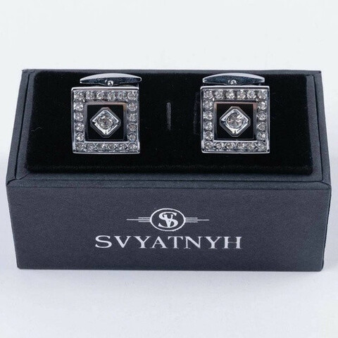 Аренда запонок с черной вставкой и украшениями для мужских костюмов