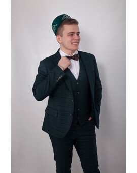 Мужской клетчатый костюм зелёного цвета в аренду, изображение 3